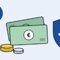 Illusztráció: euróbankjegyek és érmék egy pipás pajzs mellett